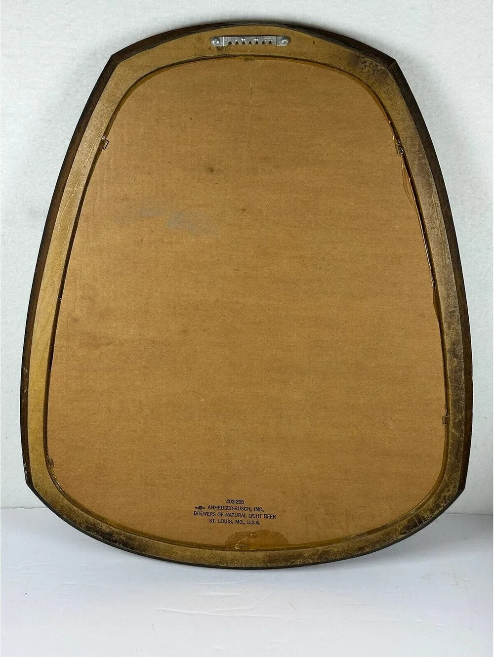 Vintage Natural Light Beer Mirror Sign Anheuser-Busch Wood Frame C-12